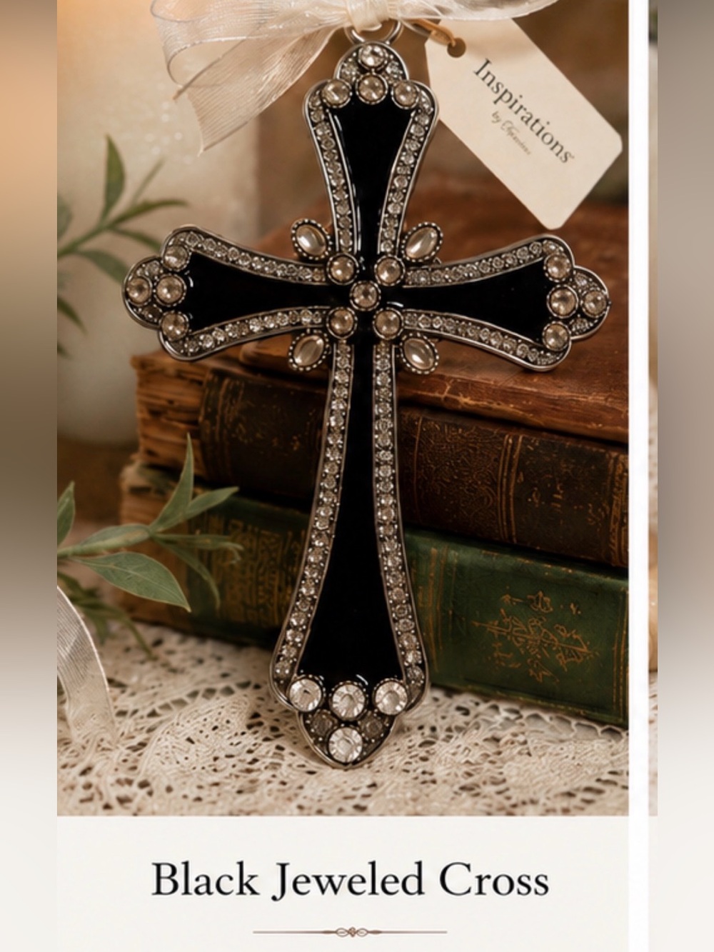 Source Unknown‎ Black Jeweled Cross Wall Accent